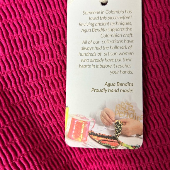 Agua Bendita Pink and White Palm Print Dress SZ small - Picture 9 of 9